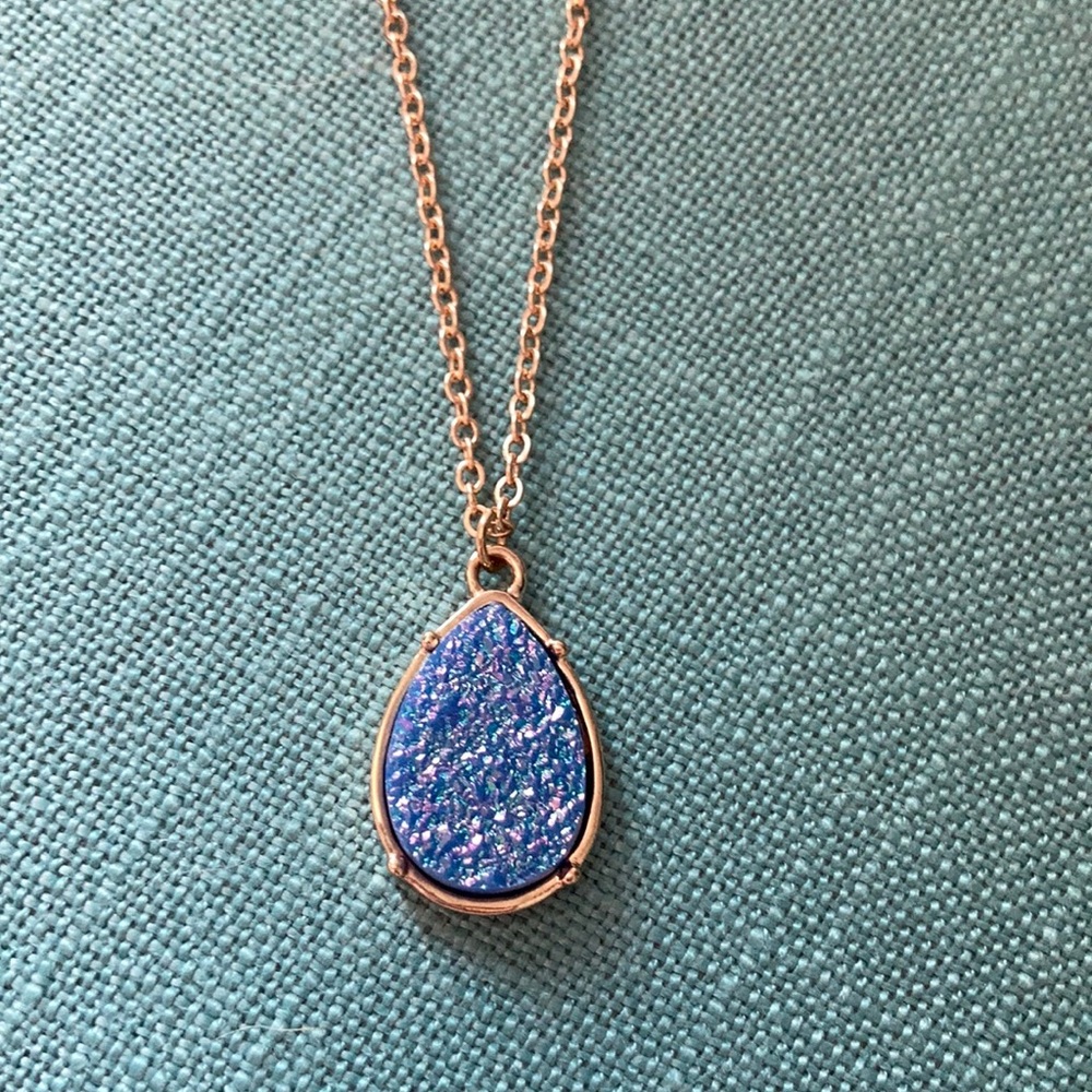 Teardrop Druzy necklace - blue